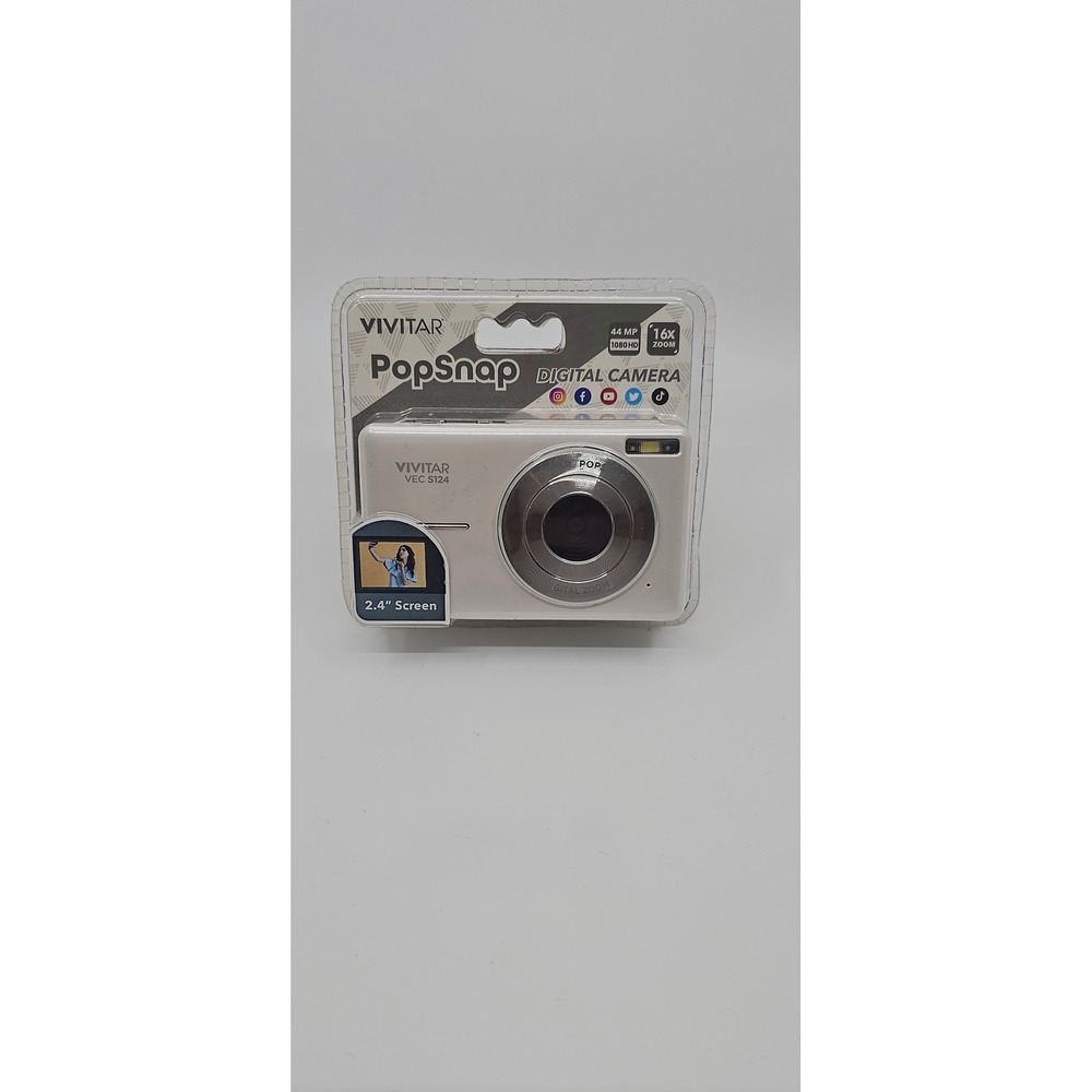 Vivitar PopSnap VEC S124 Digital Camera 44MP 1080p HD 16x Zoom White New